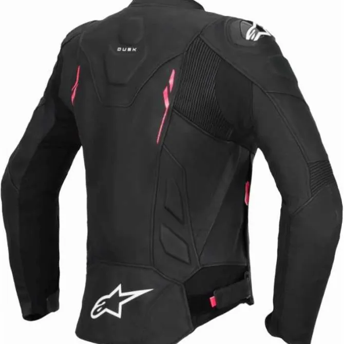 Giubbotto Stella Dusk pelle Nero Bianco Fuxia