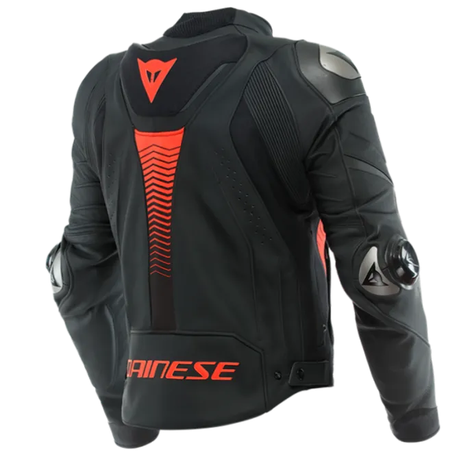 Giubbotto Super Speed 4 Pelle Nero Rosso Fluo