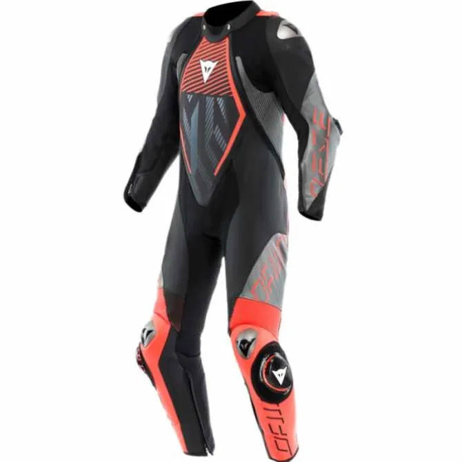 Tuta Audax D-zip Prof Estiva Nero Rosso Fluo Grigio